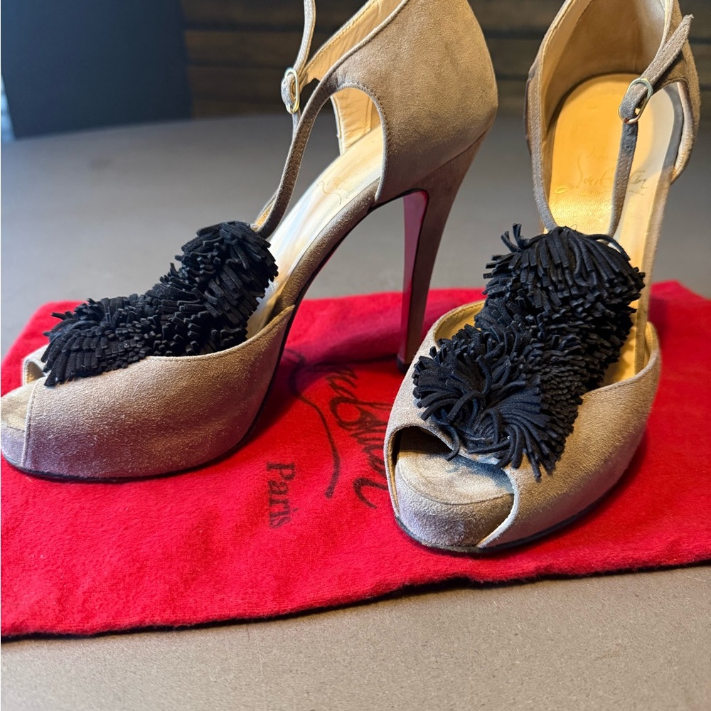 Christian Louboutin Black and Tan Heels